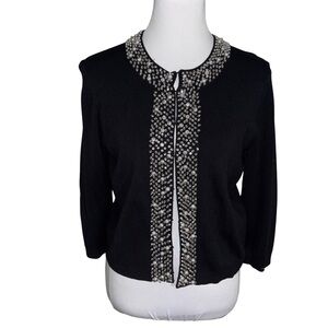 Grace Elements Black Silk Cardigan Silver Embellishments